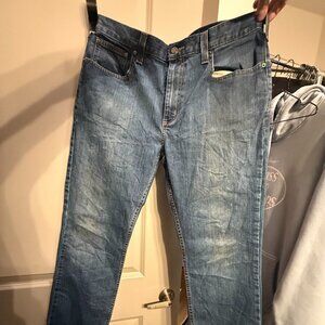 Carhartt Rugged Flex Straight Jeans Men's 34x32 Blue Cotton Denim Relaxed Faded